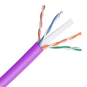101364PR - CAT6E 550MHz Cable, 4 Pair, UTP, Plenum Rated (CMP), Solid Bare Copper - Purple - 1000ft