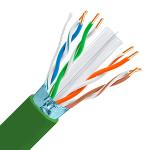 101361S/GN - CAT6E 600MHz Cable, 4 Pair, FTP (Shielded), Plenum Rated (CMP), Solid Bare Copper - Green - 1000ft