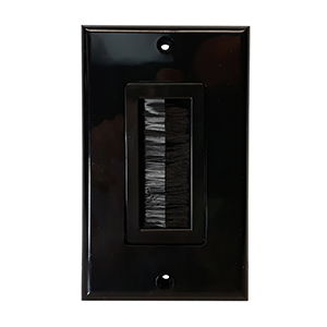 102080BKWH - Bulk Cable Wall Plate with Bristle Opening - Black