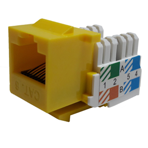 102666YL - CAT6 - RJ45 - Standard Punch Down Keystone Jack Insert - Yellow