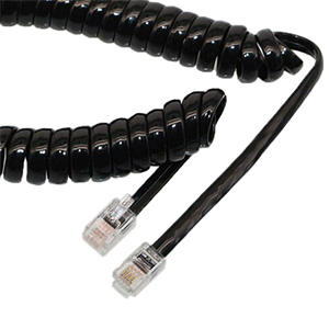 106295BK - 12ft Coiled Telephone Handset Cord - 4P4C - RJ22 - Black