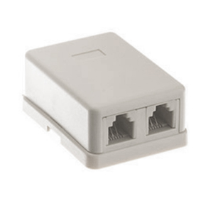 106415WH - 2-Port RJ11 6P4C Telephone Surface Mount Box - White