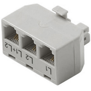 106959WH - RJ11 (6P4C) Telephone Line Splitter â 1 Male x 3 Female