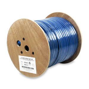 140911BL/500 - RG6 CMR FT4 18 AWG Quad Shield Coax + CAT6E 600 MHz UTP 4PR 23AWG CMR Cable - Blue - 500ft