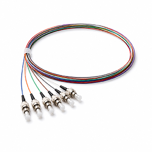 162201P-6 - 3m (9.84ft) ST UPC 6 Fibers OM1 (OFNR) 0.9mm Fiber Optic Pigtail, tight buffer