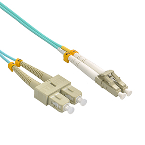 162248/3M - LC-SC OM4 Multimode Duplex OFNR 2.0mm Aqua Fiber Optic Patch Cable - 3 Meter