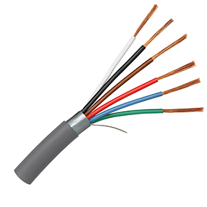 155456GY - Security Wire - 18 AWG/6 Conductor, CL3R, Shielded, Stranded Bare Copper, 1000ft - Grey