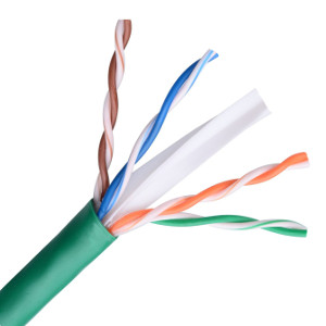 101364GN - CAT6E 550MHz Cable, 4 Pair, UTP, Plenum Rated (CMP), Solid Bare Copper - Green - 1000ft