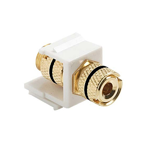 102608WH/BK - Black Banana Plug Keystone Jack Insert - White