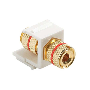102608WH/RD - Red Banana Plug Keystone Jack Insert - White