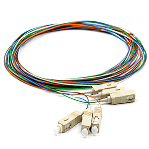 162206P-06 - 6-fiber LC/UPC OM1 (OFNR) Fiber Optic Pigtail - 0.9mm - 2 Meter