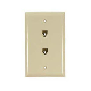 106361IV - 2-Port RJ12 6P6C Smooth Telephone Jack Wall Plate - Ivory