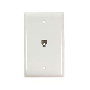 106365WH - 1-Port RJ11 6P4C Smooth Telephone Jack Wall Plate - White