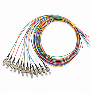 162201P-12 - 3m (9.84ft) ST UPC 12 Fibers OM1 (OFNR) 0.9mm Fiber Optic Pigtail, tight buffer