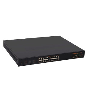 252062RM - 16-Port 250W PoE Web-Smart Switch (16 PoE + 2 Gigabit Uplink + 2 Gigabit SFP Ports) - Rack Mount