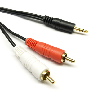 501509/50 - 3.5mm Stereo Male to (2) RCA Stereo Male Cable - Gold Plated - 50ft