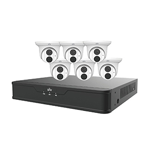 EK-S31P8T46T2-V3 - Uniview - Kit - 8-port POE, EasyView, 4K NVR with x6 4MP, indoor/outdoor, 2.8mm fixed-lens, dome cam