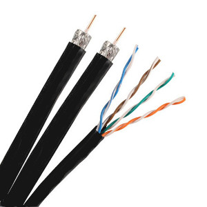 140930BK/500-R - Dual RG6 Quad Shield Coax + CAT5e CMR Composite Cable - Black - 500ft